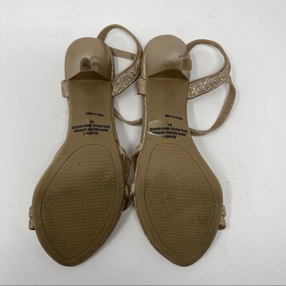 De Blossom Collection Sandals Jeany-1 Champagne Gold Glitter Strappy Women's 6.5 - Picture 7 of 9